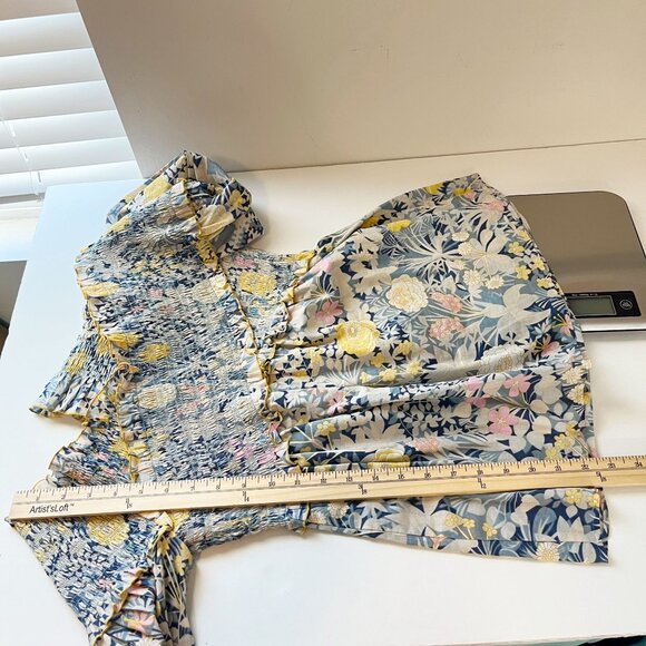 Alice McCall Love Shakin Top Blue Floral Off Shoulder Smocked Peasant Size US 8 - Picture 7 of 7